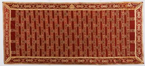 CHINESE GOLD VAJRA ON RED EMBROIDERY KASAYA