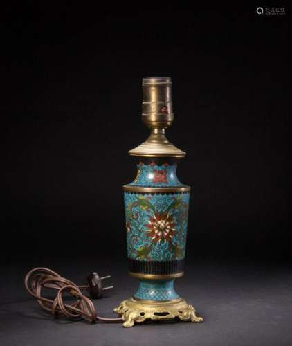 CHINESE CLOISONNE VASE MOUNTED AS LAMP STAND