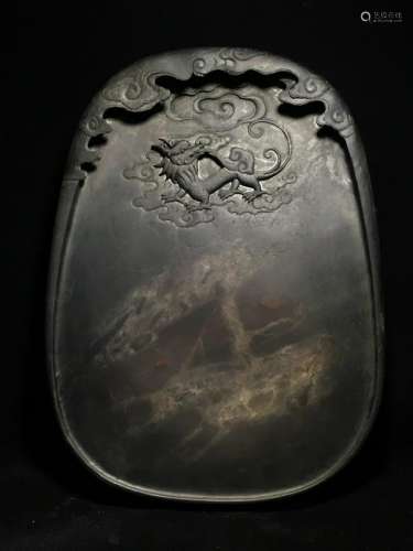 CHINESE SCHOLAR INK STONE CARVED DRAGON