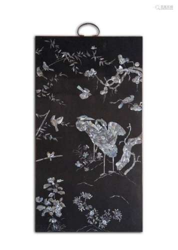 CHINESE LACQUER WOOD WALL PANEL INLAID MOTHER OF P