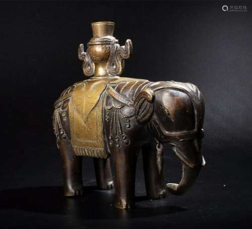 CHINESE GILT BRONZE ELEPHANT