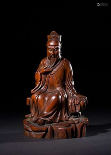 CHINESE HUANGYANG WOOD CARVED GUANDI