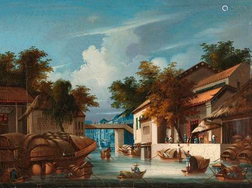 Ecole des peintres voyageurs. Canal de Suzhou. Hui…