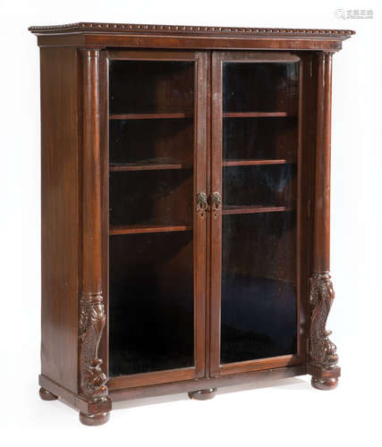 American Renaissance Carved Mahogany Bookcase , late 19th c., partial label 