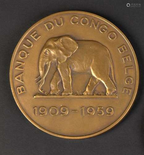 Banque du Congo belge (1909 1959). Médaille en bro…