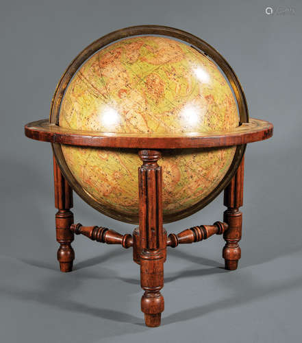 Antique English 12-Inch Celestial Globe , 1861, the cartouche reading 