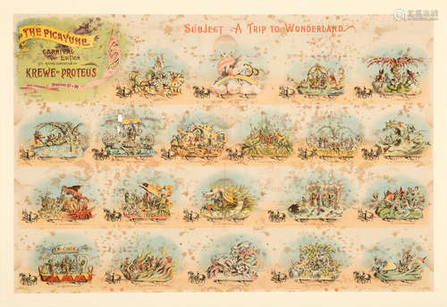 [Mardi Gras] , Krewe of Proteus, 4 parade bulletins, incl. Feb. 21, 1898, theme 