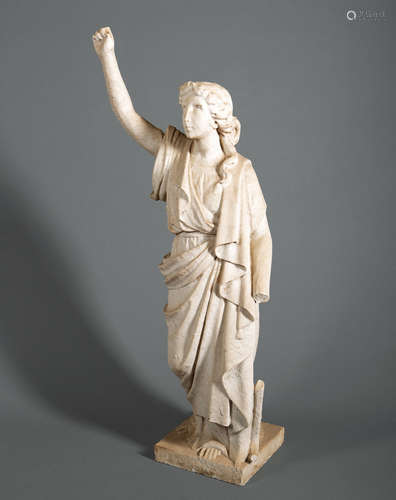 Antique Carved Marble Allegorical Statue of Hope , h. 39 1/2 in., w. 15 in., d. 14 in. Provenance: