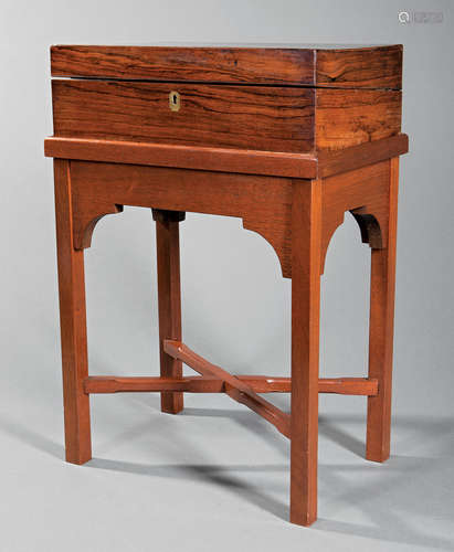 English Rosewood Lap Desk , 19th c., tooled leather writing surface, h. 4 3/8 in., w. 13 7/8 in., d.