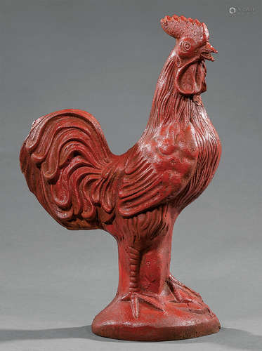 Cast Iron Garden Figure of a Rooster , h. 22 1/2 in