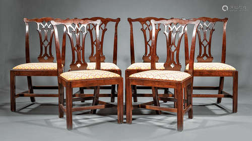 Eight Antique Chippendale-Style Carved Mahogany Dining Chairs , incl. 2 armchairs and 6 side chairs,