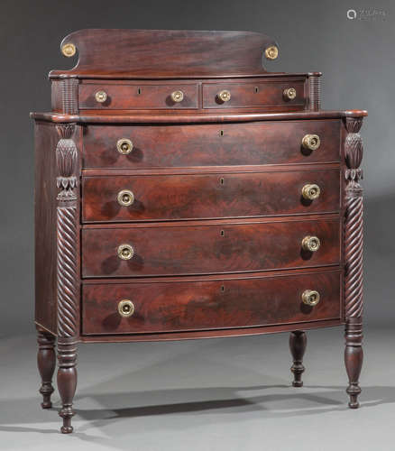 American Federal Carved Mahogany Gentlemen's Chest of Drawers , early 19th c., Salem, superstructure