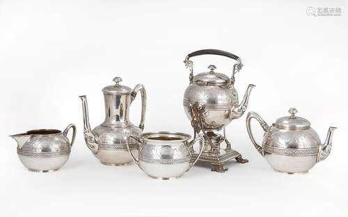 American Neo-Grec Sterling Silver Tea and Coffee Service , Starr & Marcus, New York, act. 1864-1877,