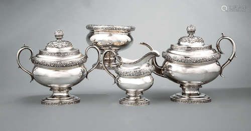 American Classical Coin Silver Tea Service , William Thomson, New York, act. 1810-1833, incl.