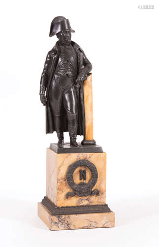 Patinated Bronze Figure of Standing Napoleon , French foundry mark on self-base, h. 11 3/4 in., w. 5