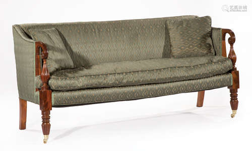 American Classical Carved Mahogany Sofa , early 19th c., likely Philadelphia or Baltimore, reeded