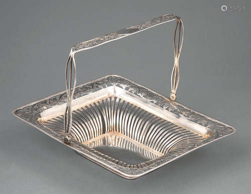 Austrian .821 Silver Reticulated Cake Basket , Vienna, 1827, makers mark rubbed, reticulated grape