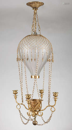 French Gilt Bronze and Etched Glass 