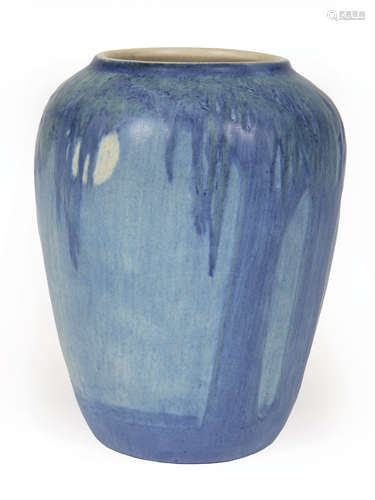 Newcomb College Art Pottery Vase , 1933, decorated by Sadie Irvine with low relief carved 