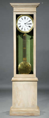 Stanislaus Fournier Tall Case Clock , mid-19th c., New Orleans, the round enamel dial marked 