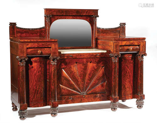 American Classical Carved Mahogany Sideboard , c. 1835, labeled 