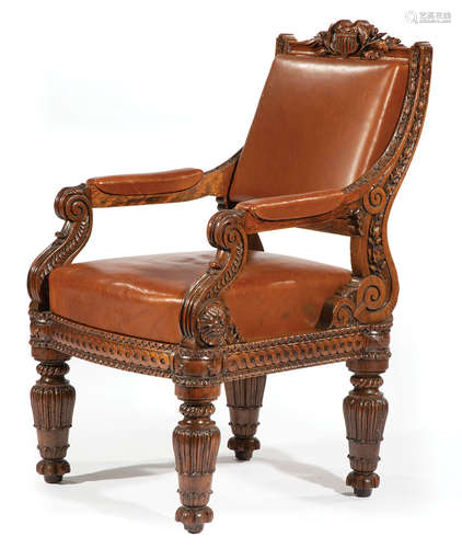 American Carved Oak House of Representative Armchair , c. 1857, attr. to Bembe & Kimbel, New York,