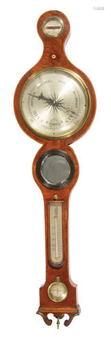 George III Inlaid Mahogany Barometer , early 19th c., signed 