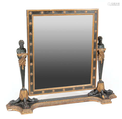 Continental Neoclassical-Style Painted and Parcel Gilt Dressing Table Mirror , 19th c., figural