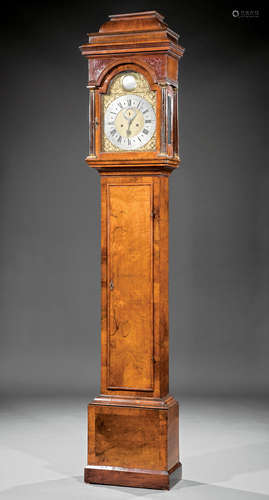 George II Burl Walnut Tall Case Clock , c. 1727, by William Post, London Bridge, eight day