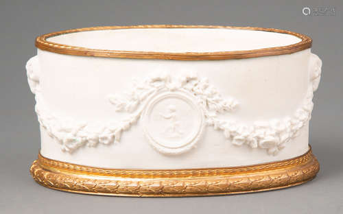 Gilt Bronze-Mounted Sevres-Style Bisque Porcelain Jardiniere , late 19th/early 20th c., possibly