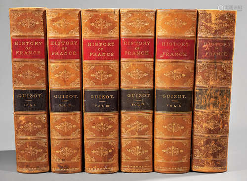 [Leather Bindings] , History of France, c. 1870, 6 volumes, gilt tooled