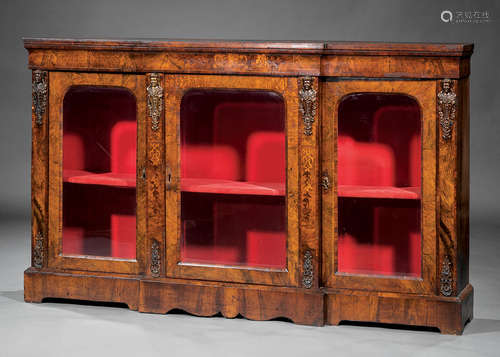 English Bronze-Mounted and Inlaid Rosewood Parlour Cabinet , late 19th c., shaped top, conforming