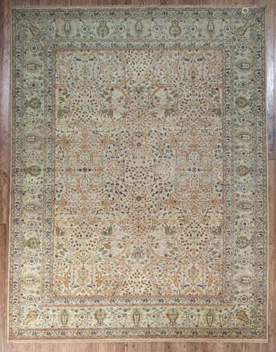 Persian Carpet , tan ground, overall vining design, 9 ft. 9 in. x 12 ft