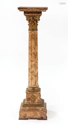 Antique Continental Marble and Gilt Bronze Pedestal , 19th/20th c., marked 