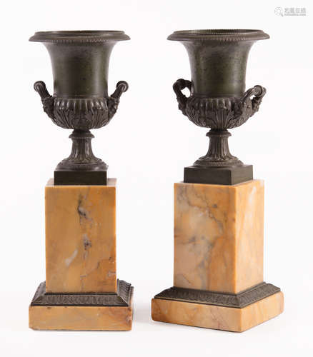 Pair of Grand Tour Sienna Marble and Bronze 