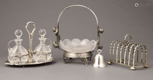 Italian .800 Silver Cruet Stand , Forli-Cesena, mid-20th c., h. 7 1/2 in., l. 9 in., wt. 10.24