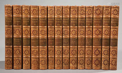 [Leather Bindings] , Johnson's Works, 1810, 14 volumes, gilt tooled