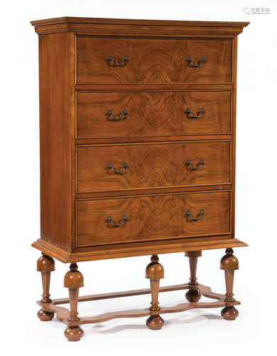 William and Mary-Style Walnut Chest-on-Stand , 20th c., labeled 