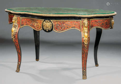 Napoleon III Bronze-Mounted, Ebonized and Tortoiseshell-Inlaid Boullework Center Table , late 19th