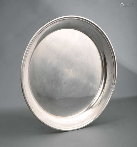 American Sterling Silver Circular Tray , Frank M. Smith, 20th c., molded border, dia. 14 in., wt.