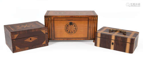 Antique English Inlaid Tea Caddy , interior with mixing bowl and two lidded compartments; together