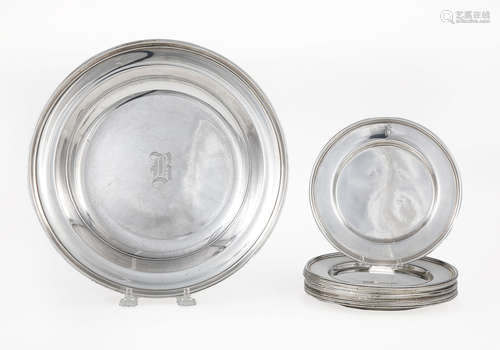 Gorham Sterling Silver Serving Dish , date mark for 1932, dia. 10 1/4 in.; together with 8