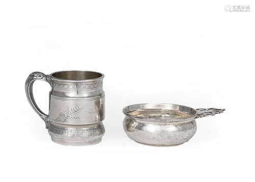 American Aesthetic Sterling Silver Cup , Whiting, late 19th c., engraved 