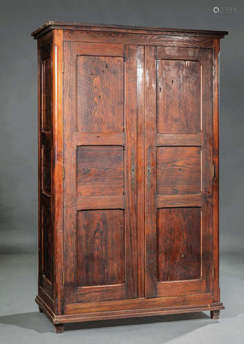 Louisiana Bench-Made Cypress Armoire , F. Paul Naquin, Baton Rouge, flared cornice, paneled doors,