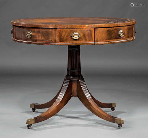 Regency-Style Mahogany Rent Table , labeled 