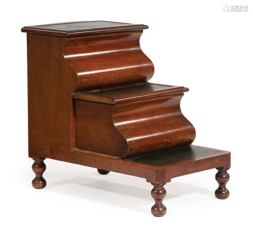 Regency-Style Carved Mahogany Bedsteps , early-to-mid 20th c., 