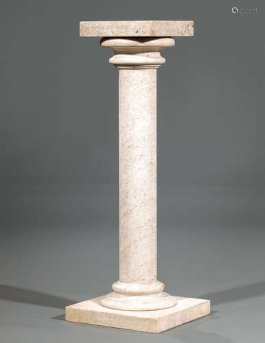 Continental Carved Marble Pedestal , stepped plinth, h. 40 in., w. 14 in., d. 14 in