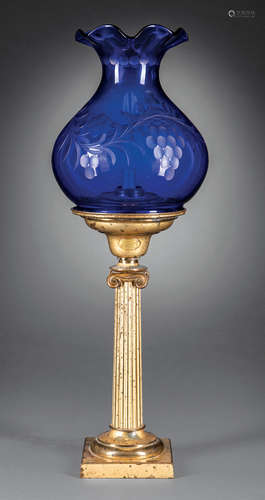 American Gilt Brass Solar Lamp , c. 1845, marked 