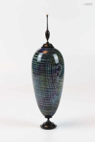 Cindy Drozda (USA) Coloured rippled ash hollow form 28x8cm. Signed