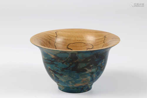 Alan Lacer (USA) Spalted beech marbled bowl 7x12cm. Signed